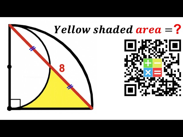 Can you find area of the Yellow shaded region? | (Quarter Circle) | #math #maths | #geometry