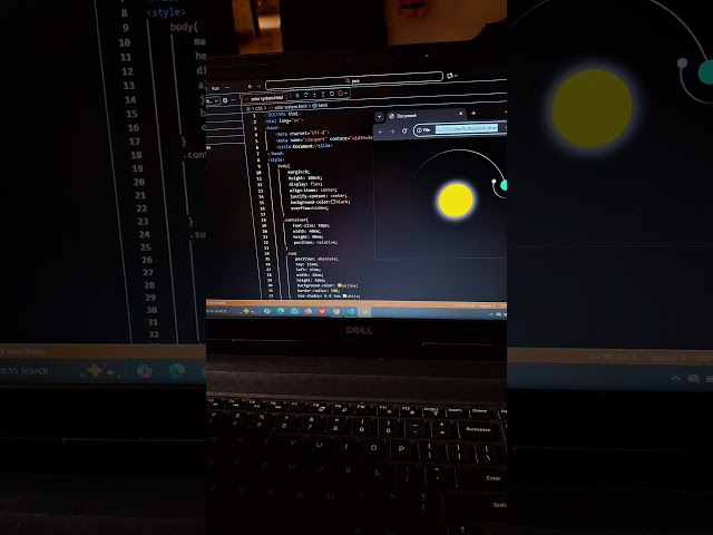 Solar System Animation Using HTML & CSS | Sun, Earth & Moon #programming #coding #html #shorts #css