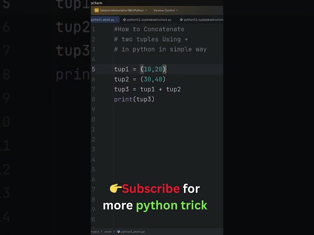 79 : Concatenate Two Tuples in Python Using + 😱🔥 | Tuple Trick #Shorts #pythoninterview