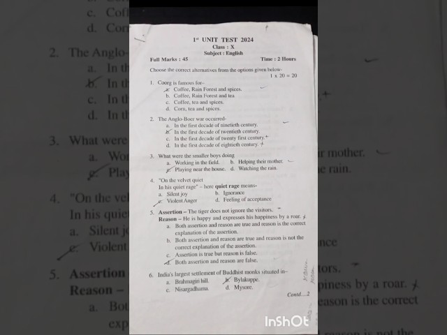 first unit test 2025 English question paper class 10 | 2024 #seba #exam