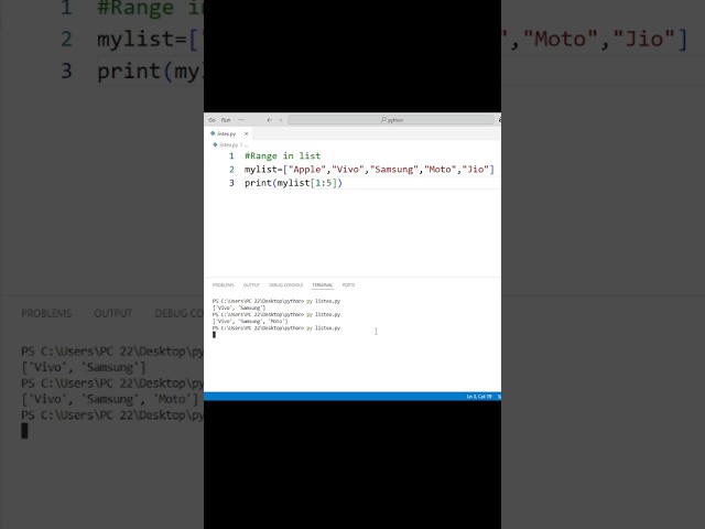 Range in python list | python range  | python range opration