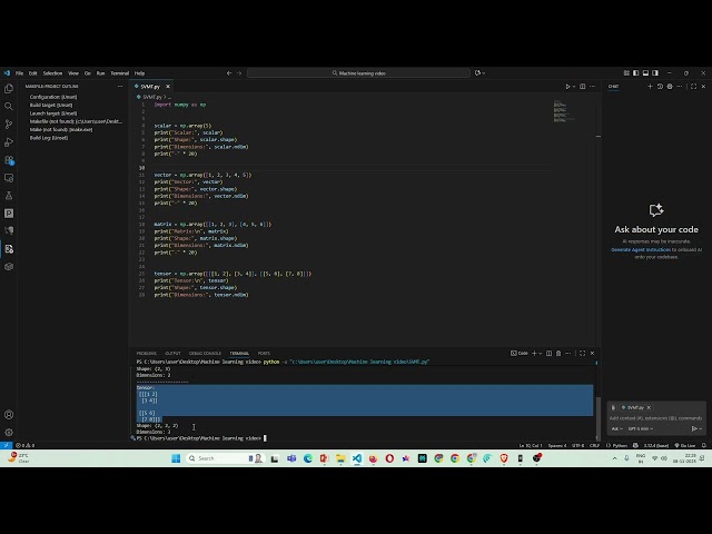 Scalars, Vectors, Matrices, and Tensors: The Ultimate Beginner's Guide Python code