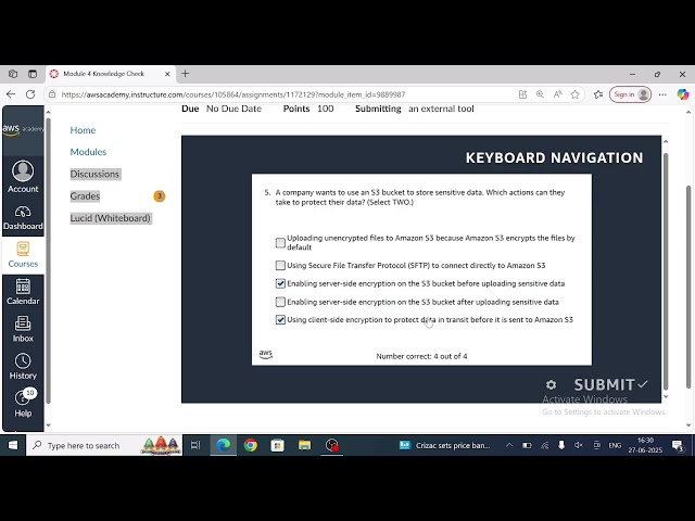 Module 4 Knowledge Check Answers ||Introducing Cloud Architecting|| AWS Academy Cloud Architecting