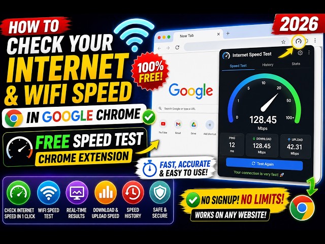 How to Check Your Internet & WiFi Speed in Google Chrome – FREE Speed Test Chrome Extension 2026