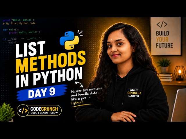 Learn Python Lists Methods in One Video | Day 9 | 100 Days of Python | Python daily coding challenge