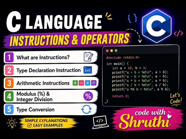 Instructions in C language || operators || modulator ||example problems