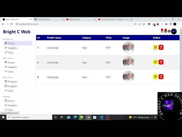 react admin dshboard