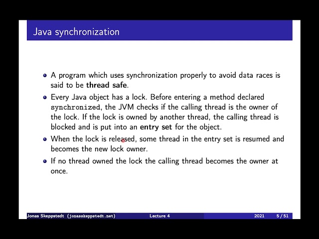 EDAN26 F04 / 2: Java threads and synchronized (level 3)