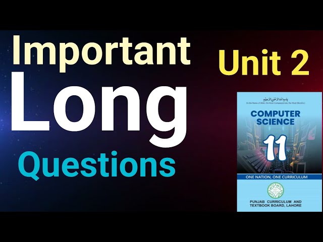 Computer Class 11 Unit 2 New Book | Important questions of unit 2 For Final Exams preparation 2026