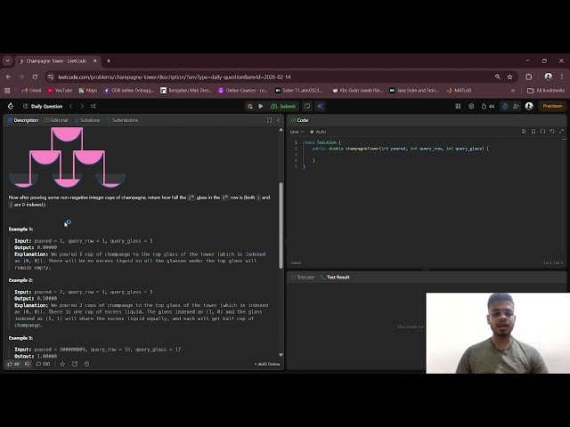 🔥 LeetCode 799 | Champagne Tower (14-02-2026) | Easy Explanation