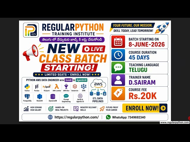 Become a Data Engineer in 45 Days Python AWS + GenAI Live Training #agenticai #aws #awsdataengineer