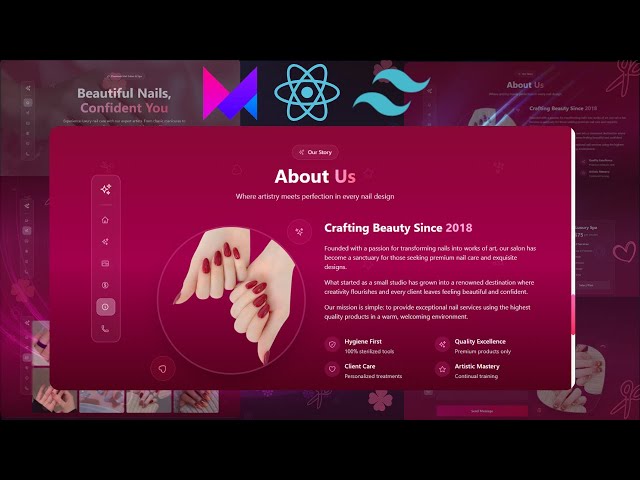 About Section || Animated Nail Art Website with React Js + Tailwind CSS + Framer Motion 🎀✨#part5