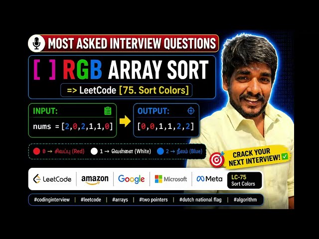 Most asked java programming interview questions = RGB Array Sort = LeetsCode[75]