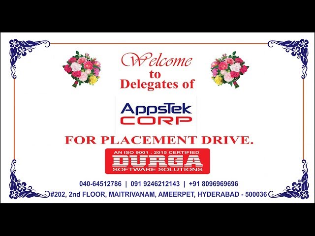 Appstek For Placement Drive In DURGASOFT