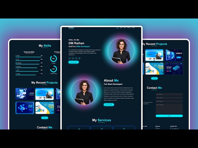 Complete Responsive Portfolio Website Design Using HTML CSS & JavaScript | Full Tutorial | #DM007