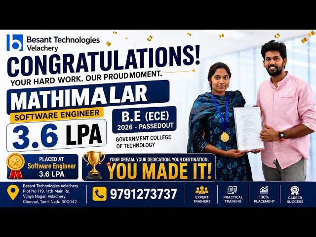 Fullstack Developer Course in Chennai | Mathimalar success story |Best IT Training Institute Chennai