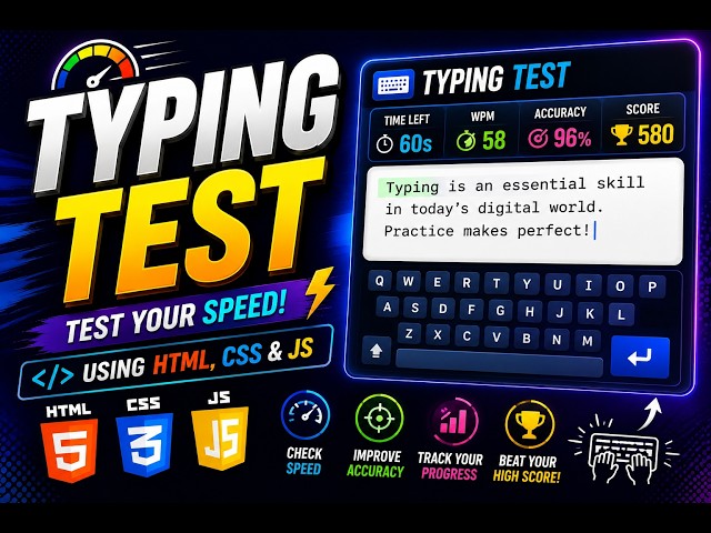 Build Typing Test Using HTML CSS JavaScript | Full Tutorial