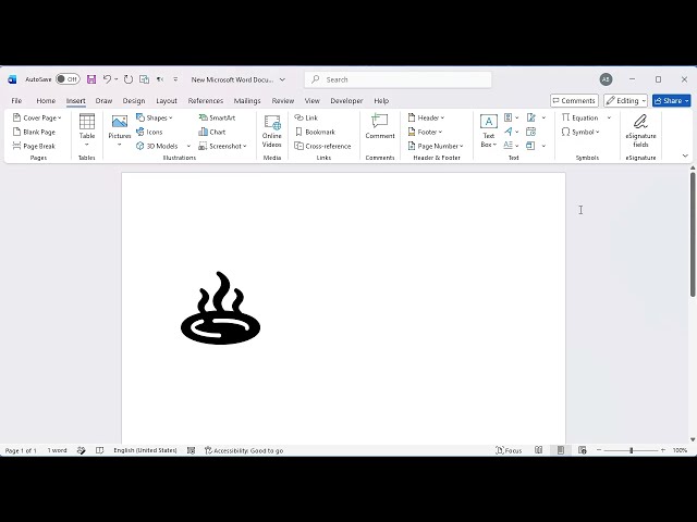 How to insert Hot Springs symbol in word
