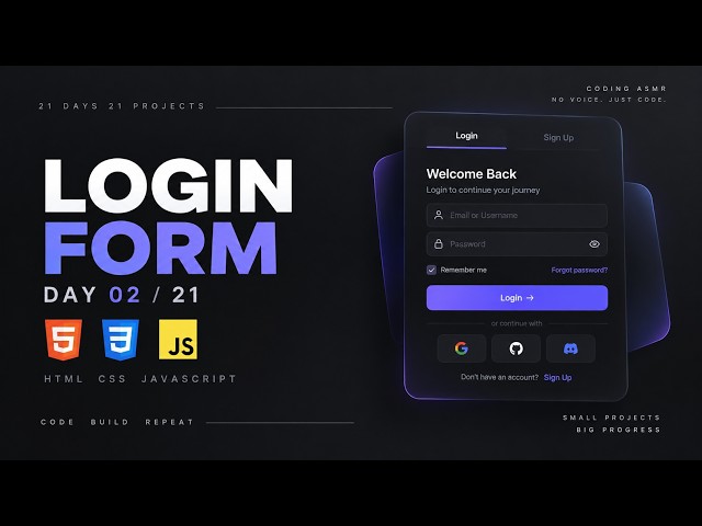 Responsive Login Form Using HTML CSS JavaScript 🎧 | Coding ASMR — Day 2/21mp4