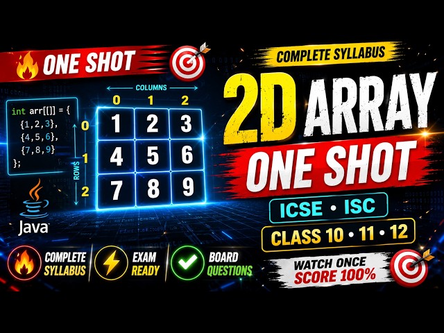 2D Array One Shot Java | Complete ICSE ISC Revision | Class 10, 11 & 12 Board Exam Preparation