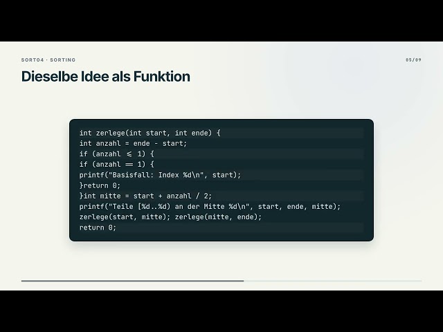 Merge Sort zerlegt ein Problem · SORT04