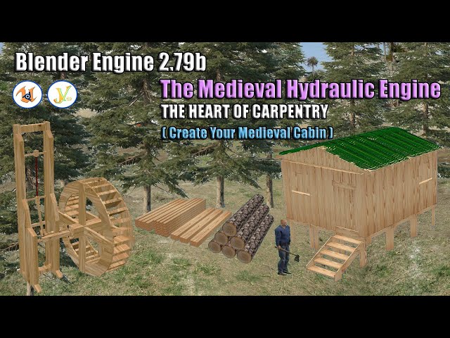 UPBGE - The Medieval Hydraulic Engine ( The Heart of Carpentry ) @joyack3d