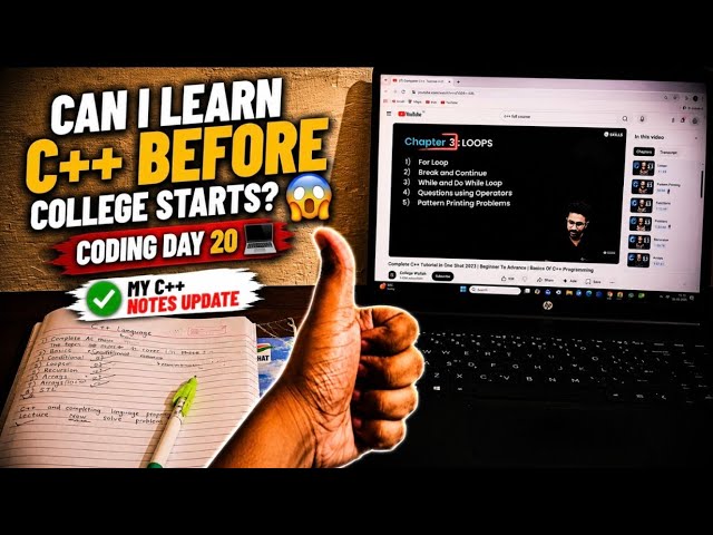 Can I Learn C++ Before College Starts? 😱 | Coding Day 20 | My C++ Notes Update 👍