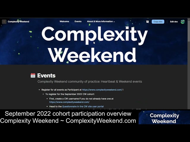 Complexity Weekend ~ September 2022 cohort participation overview