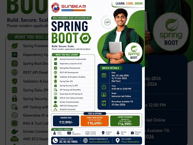 Learn Spring Boot | Lecture 1 | SunBeam IT Training Institute