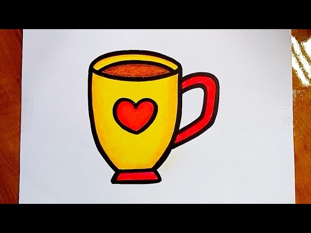 How to draw a cup// cup drawing and colouring// cup drawing easy step by step// drawing cup