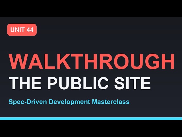 Spec-Driven Development Masterclass: WorkshopHub Public Experience | Section 09 - Unit 44