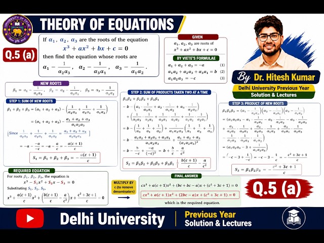 5a Form New Equation When Roots Are Transformed as $  \alpha - \frac{1}{\beta\gamma}  $