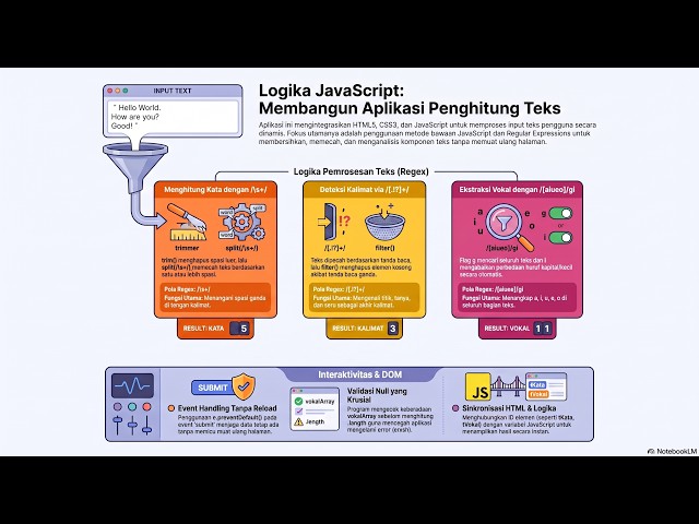 JAVASCRIPT : MENGHITUNG JUMLAH KATA,   KALIMAT,   HURUF VOCAL