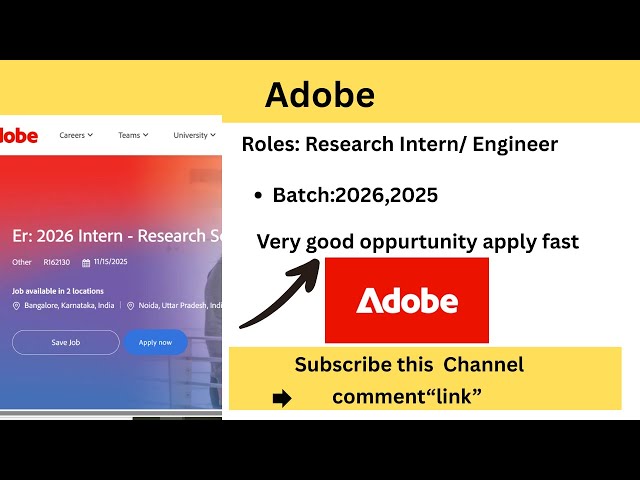 Adobe Research Scientist/Engineer Intern – 2026 | Apply Now