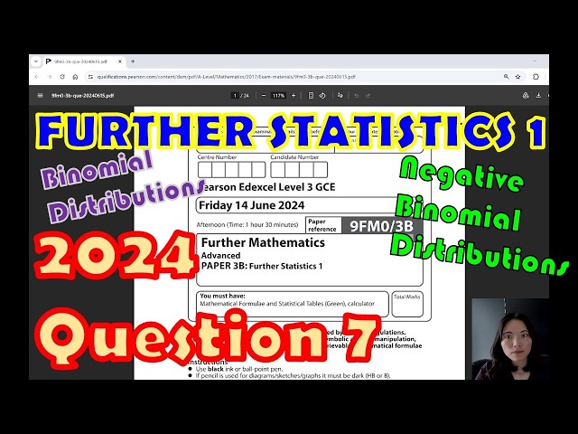 Edexcel A Level | Further Statistics 1 | 2024 Paper 3B | Question 7