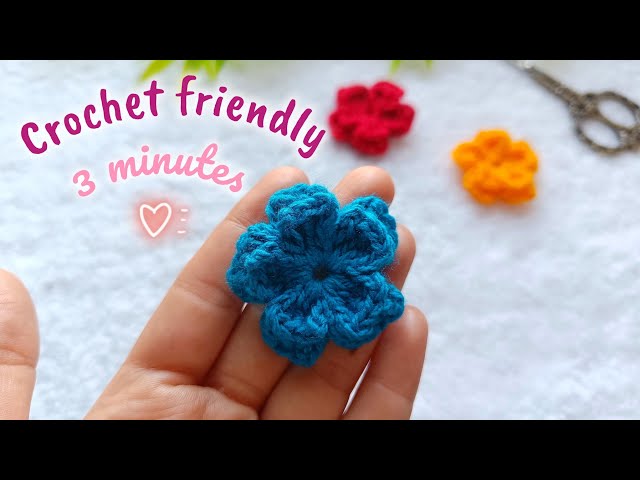 Easy Crochet Flower for Beginners 🌸  3-Minute Crochet Flower Tutorial