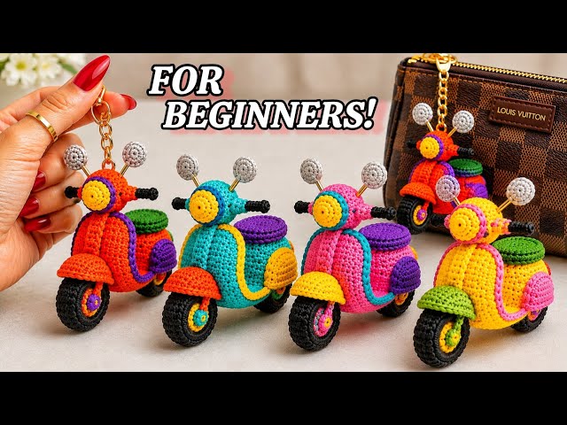 So Easy 😱This Tiny Crochet Vespa Went VIRAL! Easy Keychain Tutorial for Beginners 🛵
