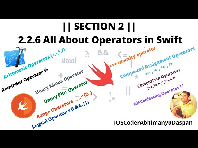 || SECTION 2 || : 2.2.6 All About  Operators in Swift