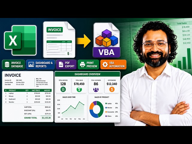 Excel VBA Masterclass | Build a Professional Invoice Generator with Dashboard & PDF Export