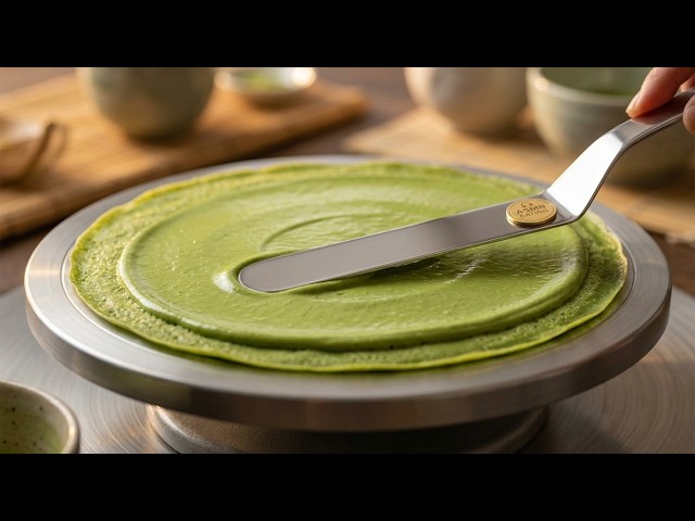 The Ultimate Layered Matcha Mille Crepe ASMR 🍵🍰 | Satisfying Cake Slicing #shorts #asmr #japanfood