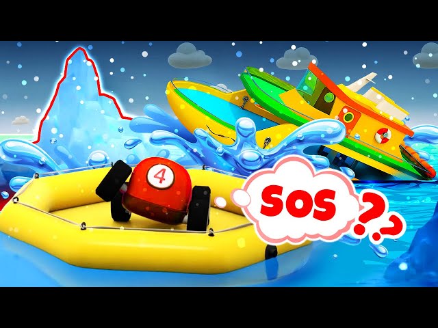 Un accidente con un iceberg. Vehículos de servicio. Dibujos animados infantiles.