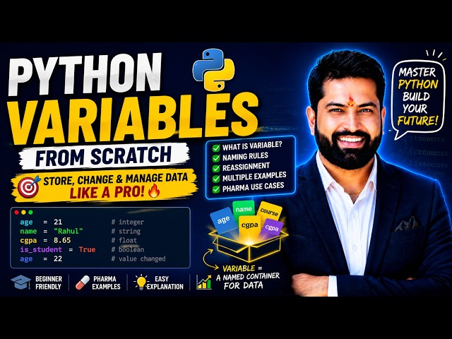 Learn Python Variables from Scratch |  Python for Beginners