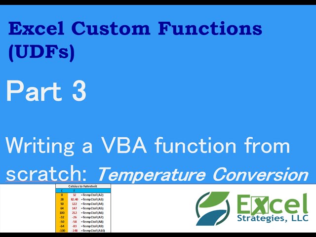 Writing Excel Custom Function (UDF) from scratch - Temperature Conversion