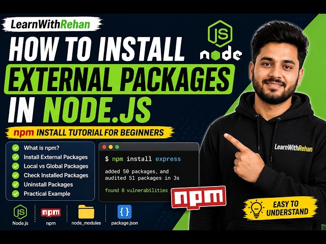 How to Install External Packages in Node.js | npm Install Tutorial for Beginners #nodejs #javascript