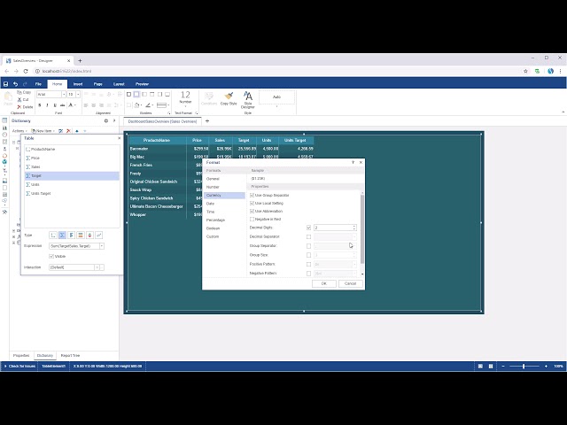 JS Dashboard: Using Сurrency and Number Format in Table Fields [Shot on v2019]