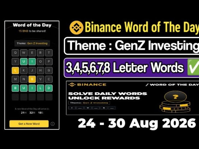 Binance Palabra del día hoy Cripto Bitcoin tema Inversión Gen Z respuesta wotd 24-30 ago 2026