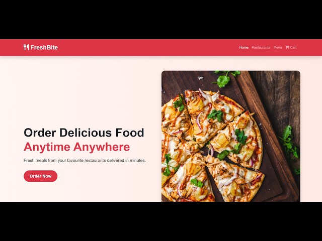 FreshBite | Online Food Ordering Website | HTML CSS JavaScript Bootstrap | Data Systems Internship