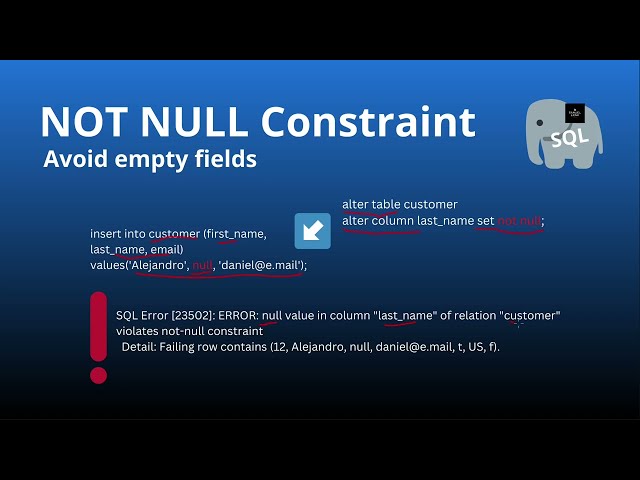 NOT NULL Constraint – SQL Crash Course For Beginners – Learn SQL with PostgreSQL
