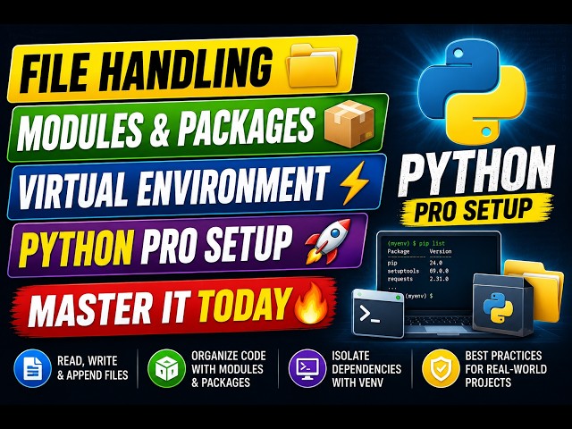 Master File Handling in Python, Modules & Packages, and Virtual Environment (venv) 🚀 | Python Course