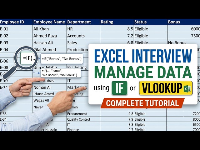 Excel Interview: Manage Data Using IF and VLOOKUP Formula | Complete Tutorial #excelinterview